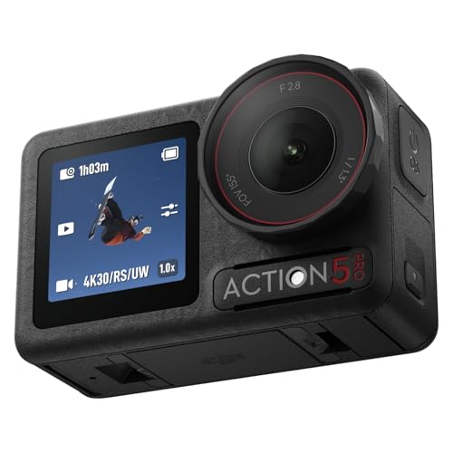 DJI Osmo Action 5 Pro Essential Combo, Waterproof Action Camera with 1/1.3" Sensor, 4K/120fps Video, Subject Tracking, Stabilization, Dual OLED Touchscreens, 47GB Built-in Storage, Vlogging Camera