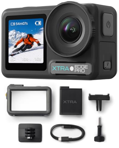 Xtra Edge Pro Action Camera - 1/1.3" Sensor, 65ft Waterproof, 216-Min Battery, 4K/120fps Night Video, Smart Tracking, 32x Slow Motion for Outdoor Sports Vlogging Camera