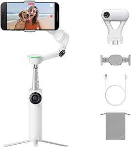 Insta360 Flow 2 Pro AI Tracker Bundle White - Industry-First AI Phone Gimbal with Apple Do