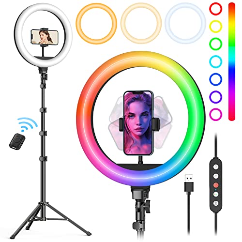 Weilisi 10" Ring Light with Stand 72'' Tall & Phone Holder,38 Color Mo — Our recommended pick for most buyers
