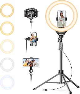 UBeesize 12'' LED Ring Light with 62'' Tripod Stand, Selfie Ring Light for Video Recording