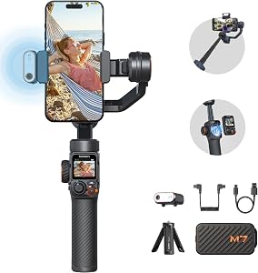 Hohem iSteady M7 Gimbal Stabilizer for Smartphone, Magnetic AI Tracker Fill Light, Detacha