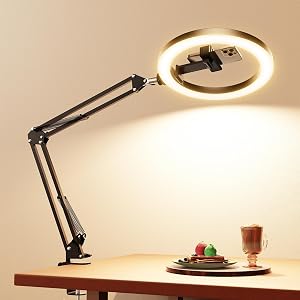 Upgrade Ring Light Overhead Camera Phone Mount for Desk, Evershop 10” Selfie Light with St